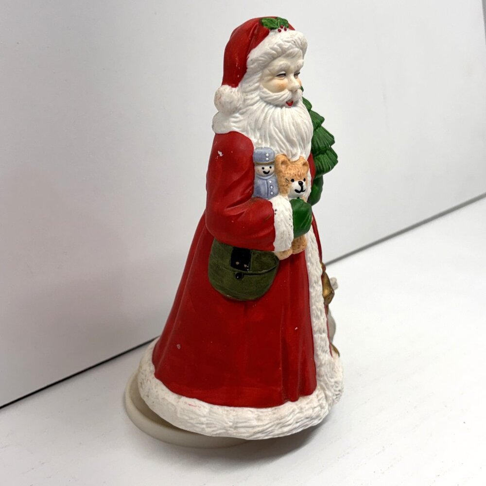 Vtg Christmas Porcelain Santa Wind-Up Plays "Here Comes Santa Clause" - Picture 3 of 9